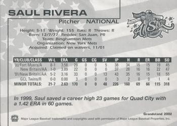 2002 Grandstand AA All-Star Game #NNO Saul Rivera Back