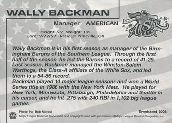 2002 Grandstand AA All-Star Game #NNO Wally Backman Back