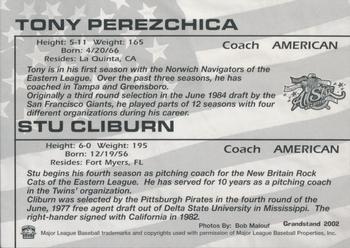 2002 Grandstand AA All-Star Game #NNO Tony Perezchica / Stu Cliburn Back