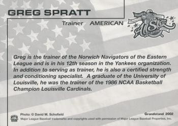 2002 Grandstand AA All-Star Game #NNO Greg Spratt Back