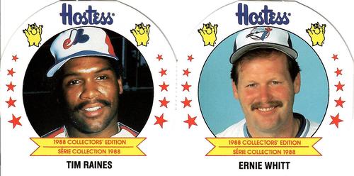 1988 Hostess Potato Chips Discs - Pairs #11 / 16 Tim Raines / Ernie Whitt Front