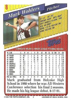 1993 Topps #8 Mark Wohlers Back