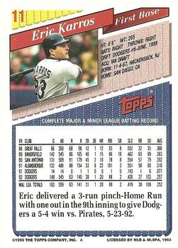 1993 Topps #11 Eric Karros Back