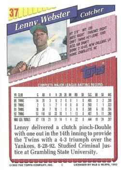 1993 Topps #37 Lenny Webster Back