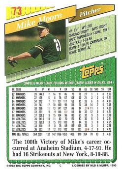 1993 Topps #73 Mike Moore Back