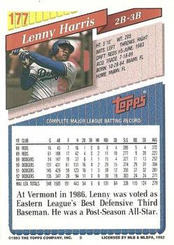 1993 Topps #177 Lenny Harris Back