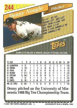 1993 Topps #244 Denny Neagle Back