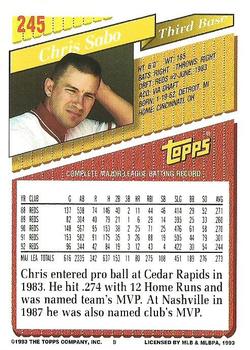 1993 Topps #245 Chris Sabo Back