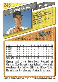 1993 Topps #246 Gregg Olson Back