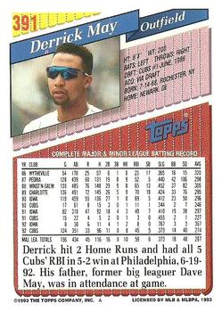 1993 Topps #391 Derrick May Back