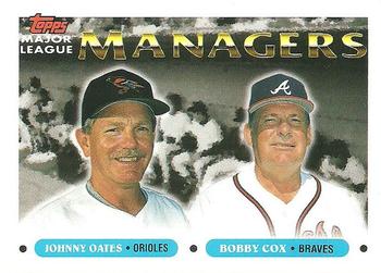 1993 Topps #501 Johnny Oates / Bobby Cox Front