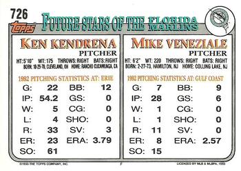 1993 Topps #726 Mike Veneziale / Ken Kendrena Back