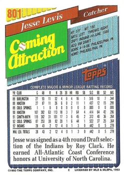 1993 Topps #801 Jesse Levis Back