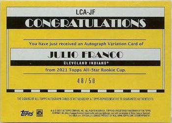 2021 Topps All-Star Rookie Cup - Legends Autographs Gold Foil #LCA-JF Julio Franco Back