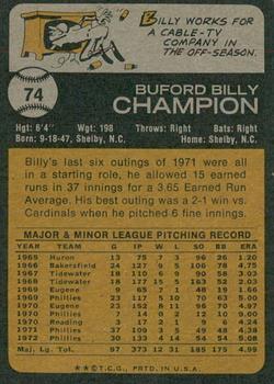 2022 Topps Heritage - 50th Anniversary Buybacks #74 Billy Champion Back