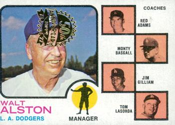 2022 Topps Heritage - 50th Anniversary Buybacks #569 Dodgers Field Leaders (Walt Alston / Red Adams / Monty Basgall / Jim Gilliam / Tom Lasorda) Front