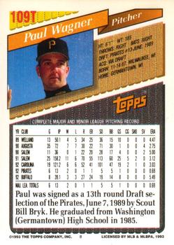 1993 Topps Traded #109T Paul Wagner Back