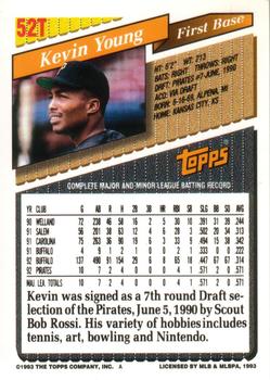 1993 Topps Traded #52T Kevin Young Back