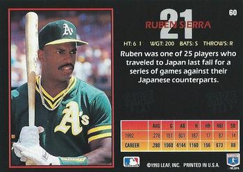 1993 Triple Play #60 Ruben Sierra Back