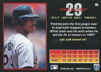 1993 Triple Play #95 Fred McGriff Back