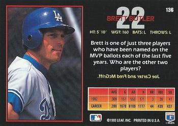 1993 Triple Play #136 Brett Butler Back