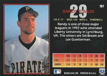 1993 Triple Play #197 Randy Tomlin Back