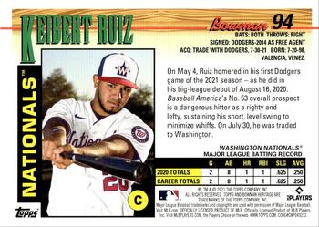 2021 Bowman Heritage #94 Keibert Ruiz Back