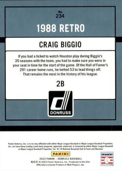 2022 Donruss #234 Craig Biggio Back