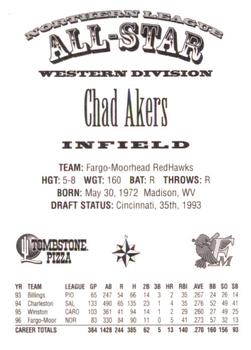 1997 Northern League All-Stars #NNO Chad Akers Back