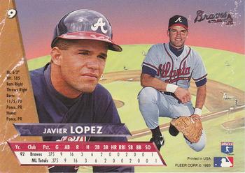 1993 Ultra #9 Javier Lopez Back