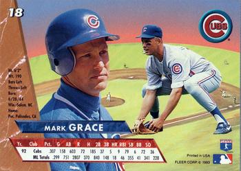 1993 Ultra #18 Mark Grace Back