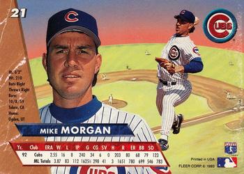 1993 Ultra #21 Mike Morgan Back