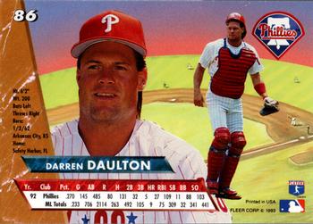 1993 Ultra #86 Darren Daulton Back
