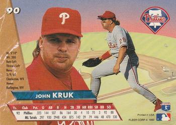 1993 Ultra #90 John Kruk Back