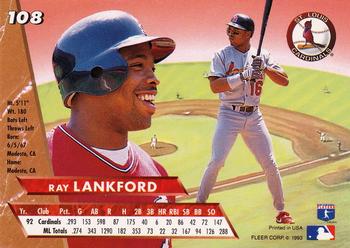 1993 Ultra #108 Ray Lankford Back