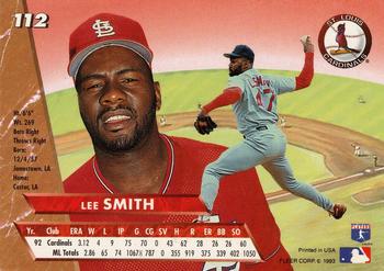 1993 Ultra #112 Lee Smith Back