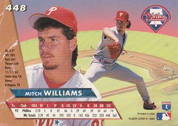 1993 Ultra #448 Mitch Williams Back