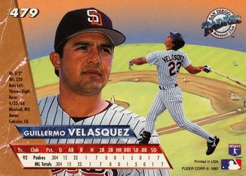 1993 Ultra #479 Guillermo Velasquez Back