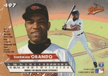 1993 Ultra #497 Sherman Obando Back