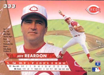 1993 Ultra #333 Jeff Reardon Back