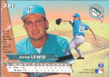 1993 Ultra #381 Richie Lewis Back