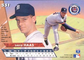 1993 Ultra #551 David Haas Back