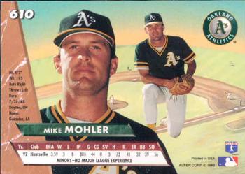 1993 Ultra #610 Mike Mohler Back