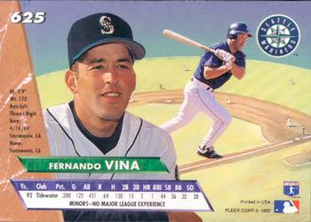 1993 Ultra #625 Fernando Vina Back