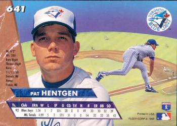 1993 Ultra #641 Pat Hentgen Back