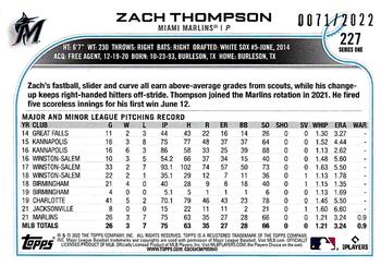 2022 Topps - Gold #227 Zach Thompson Back
