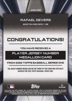 2022 Topps - Player Jersey Number Medallion Commemorative Manufactured Relics #JNM-RD Rafael Devers Back