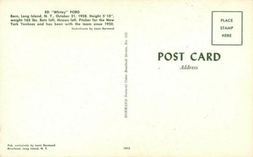 1953-55 Dormand Postcards #115 Whitey Ford Back