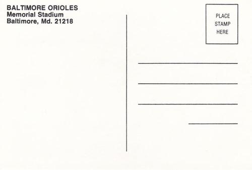 1985 Baltimore Orioles Postcards #NNO Al Pardo Back