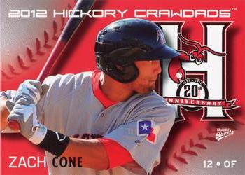 2012 MultiAd Hickory Crawdads #13 Zach Cone Front